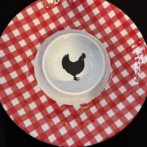 Chip & Dip  Tray Platter Haynes Besco  Chicken Red & White Melamine NEW